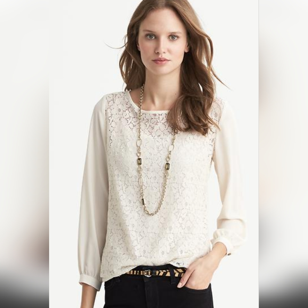 Lace-Front Top Banana Republic Size Large